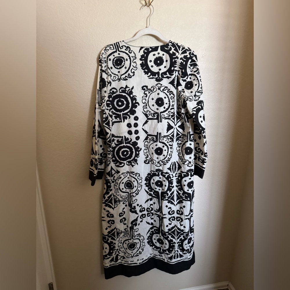 Zara Kaftan‎ Aztec Print Midi Dress Sz Medium Black White Ibiza Cover Up - Picture 7 of 7